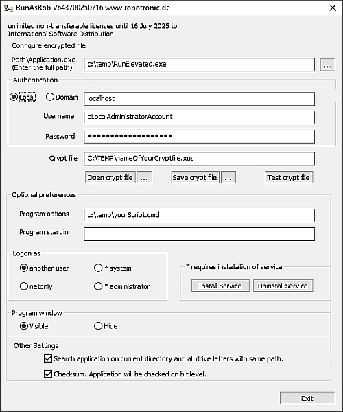 Screenshot elevate script as non administrator